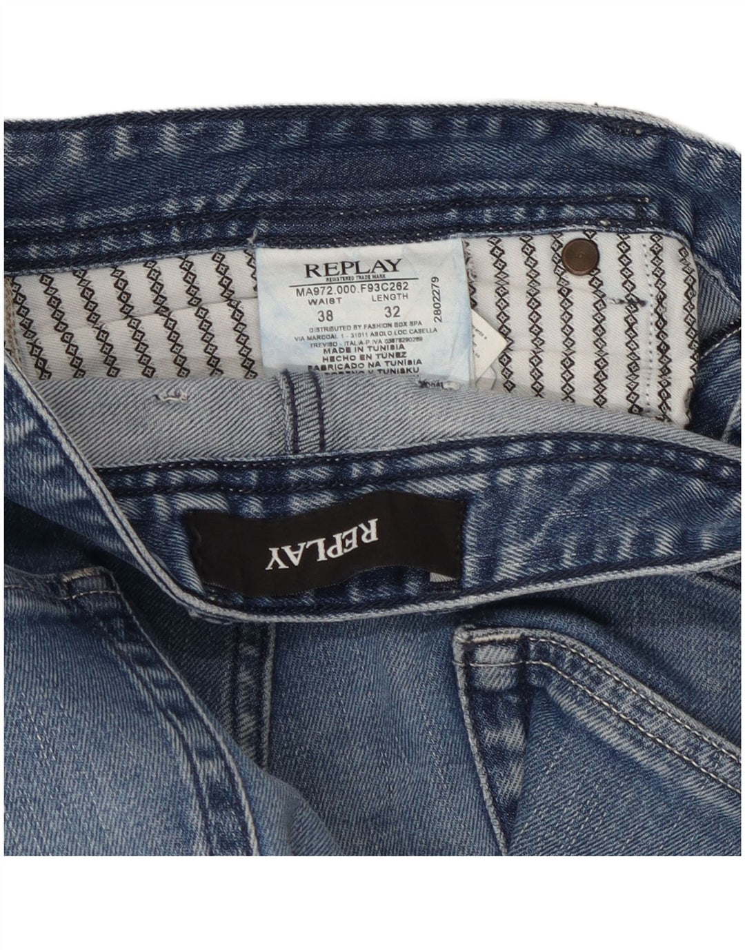 REPLAY Jean droit homme W38 L29 bleu coton