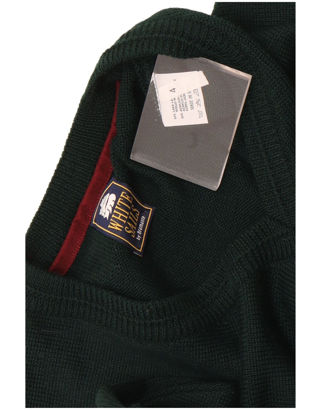 White Sails Pull col V pour homme en laine verte