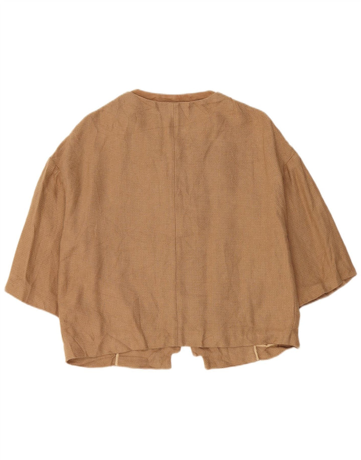Massimo Dutti Veste blazer ouverte à manches 3/4 pour femme UK 16 Large Marron Lin