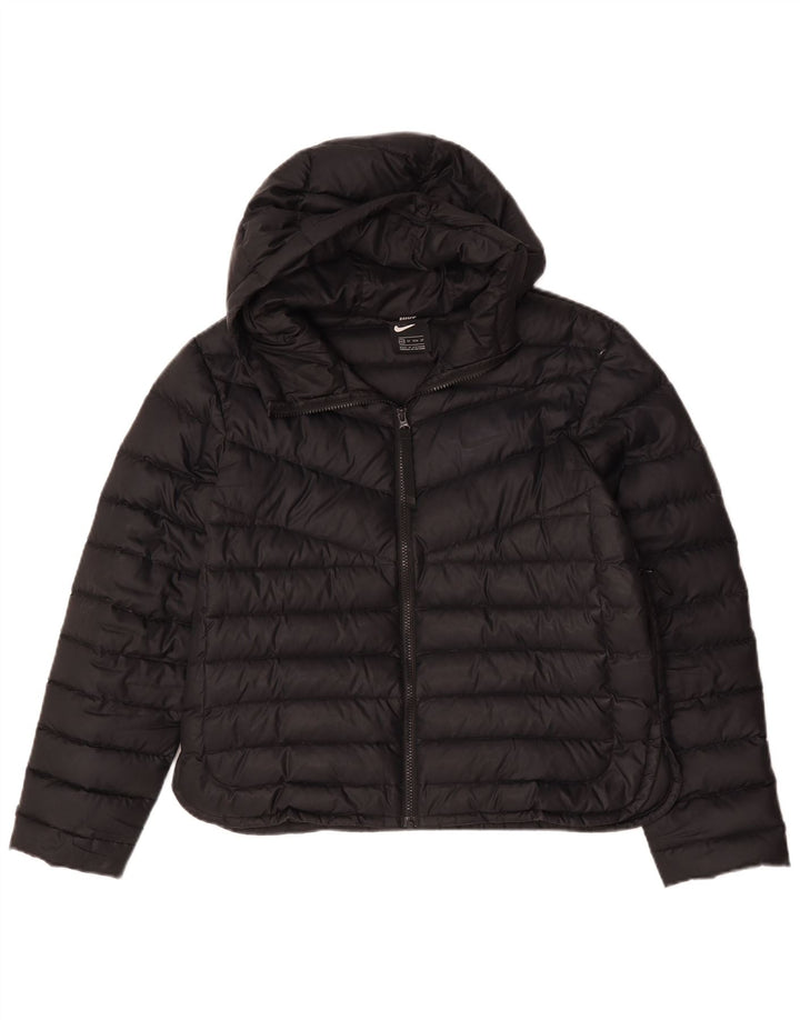 Nike Veste matelassée surdimensionnée à capuche pour femme UK 6 XS Noir Polyester