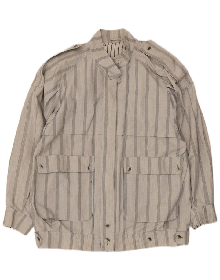 veste militaire vintage pour homme UK 40 Grand polyester rayé gris