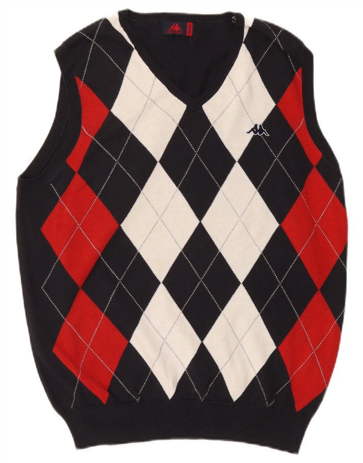 Kappa Débardeur pour homme UK 14 Medium Bleu marine Argyle/Diamond Coton