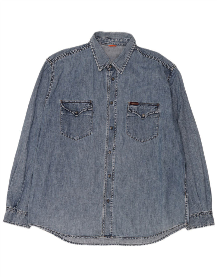 Carrera Chemise en jean western pour homme 2XL Bleu Coton Classique
