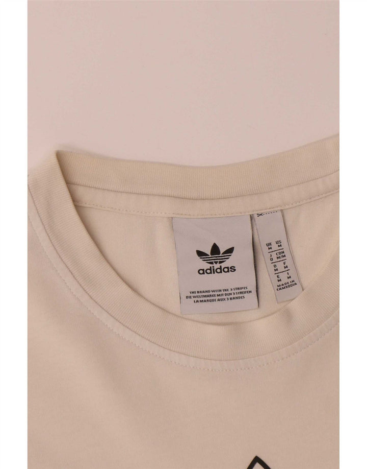 Adidas T-shirt graphique pour homme en coton blanc cassé moyen