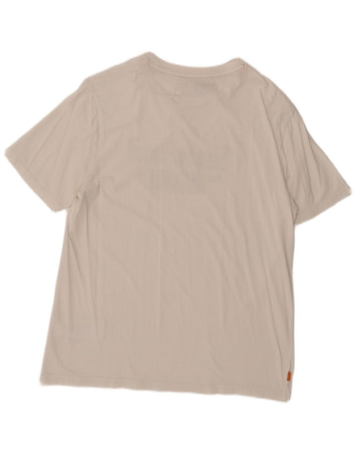 Timberland T-Shirt Graphique Homme Blanc Moyen Coton
