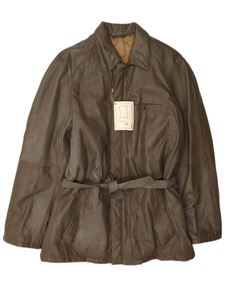veste en cuir homme vintage IT 48 Kaki moyen