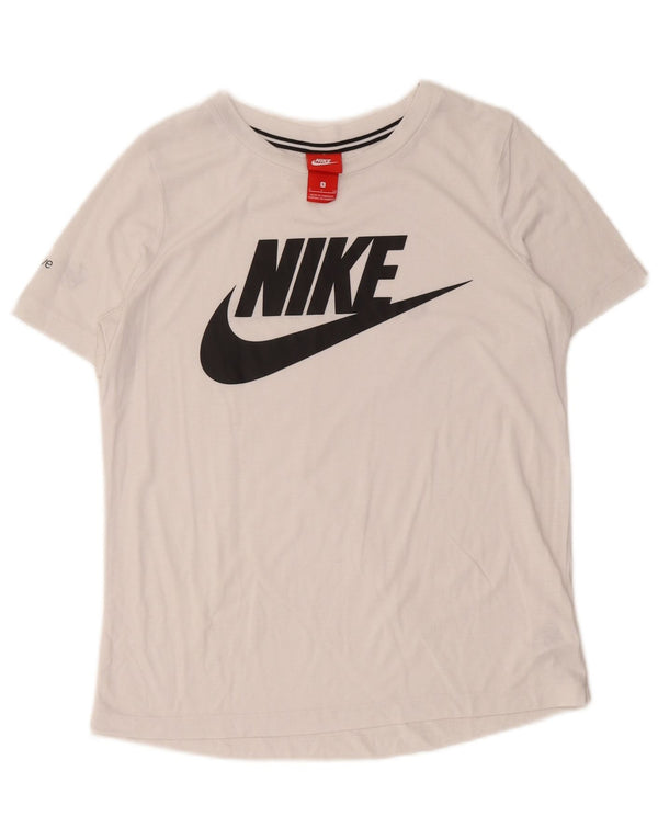 Nike T-shirt graphique pour femme UK 10 Petit Blanc Polyester