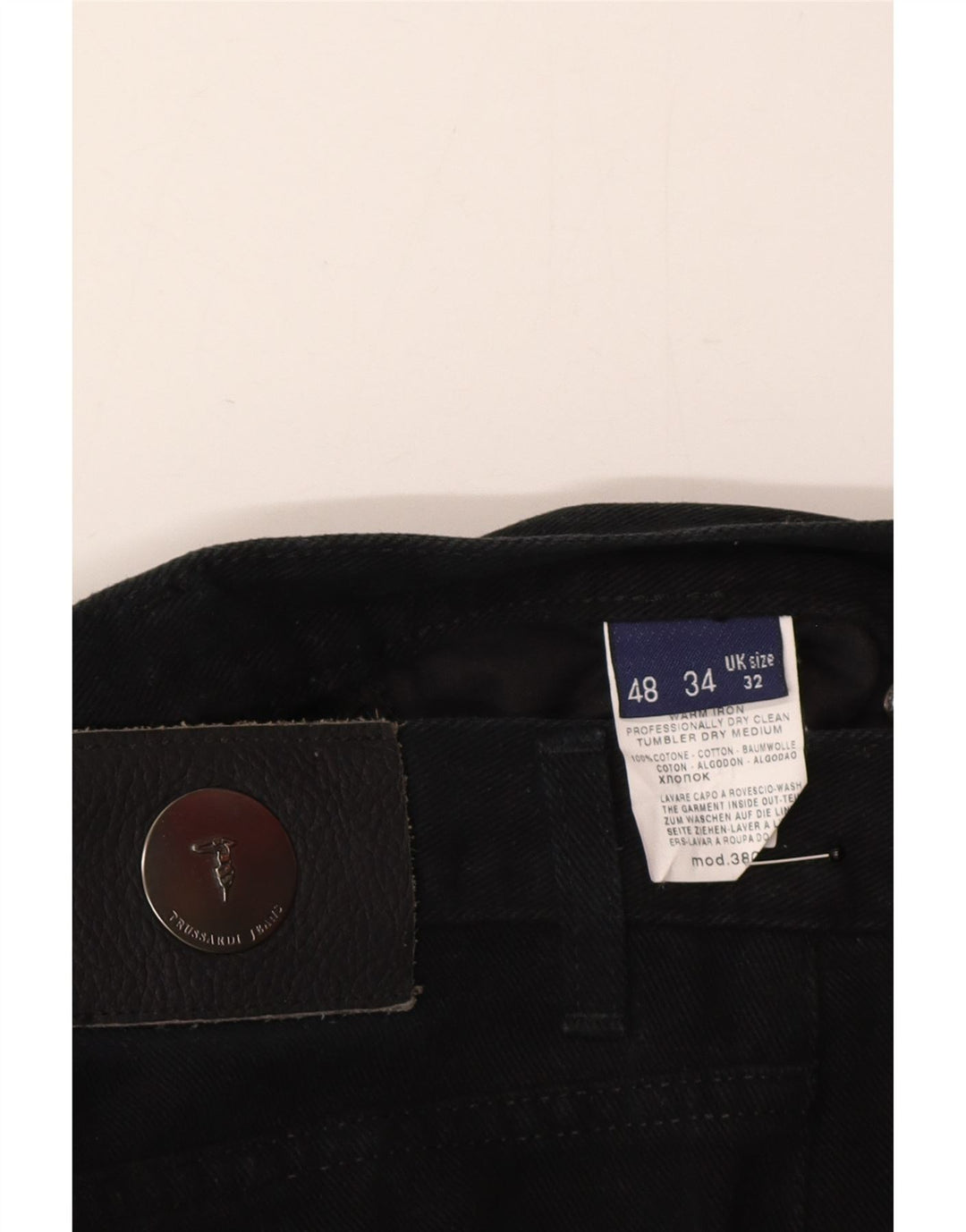 Trussardi Jean Droit Homme IT 48 Medium W32 L30 Coton Noir