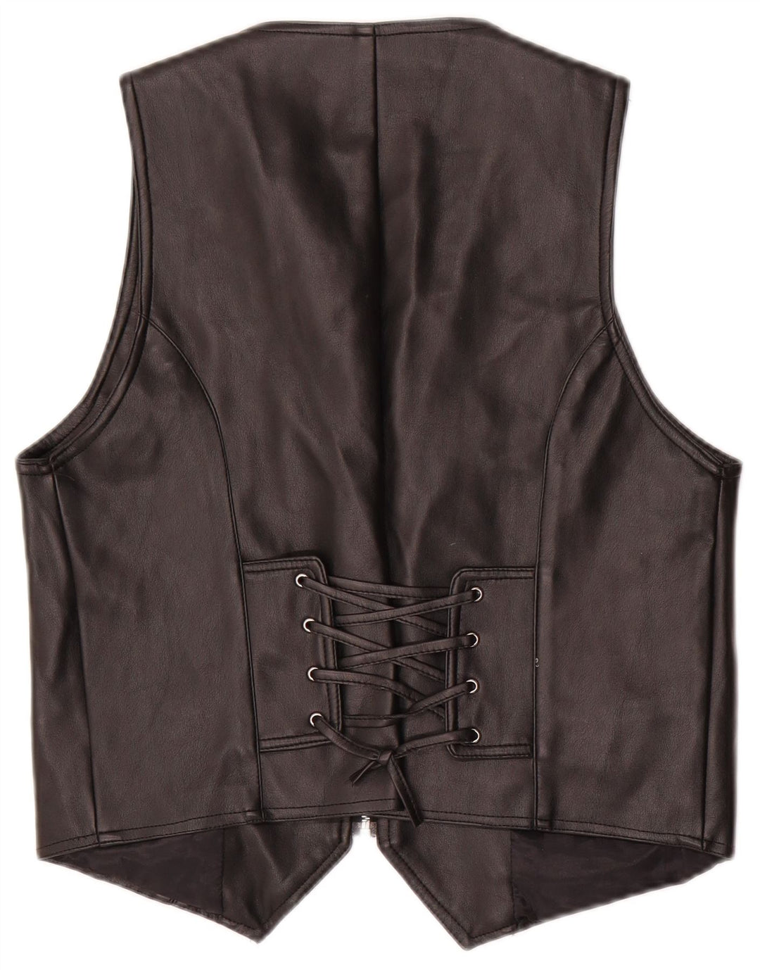 gilet en cuir femme vintage UK 20 2XL Noir