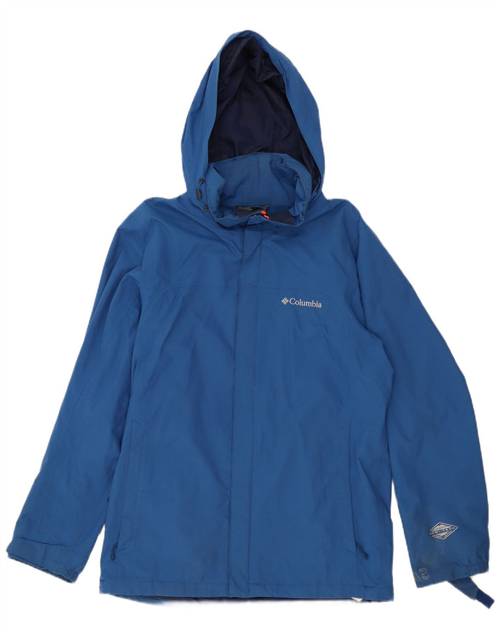Columbia Veste de pluie à capuche Omni-Tech pour homme UK 38 Bleu moyen Nylon