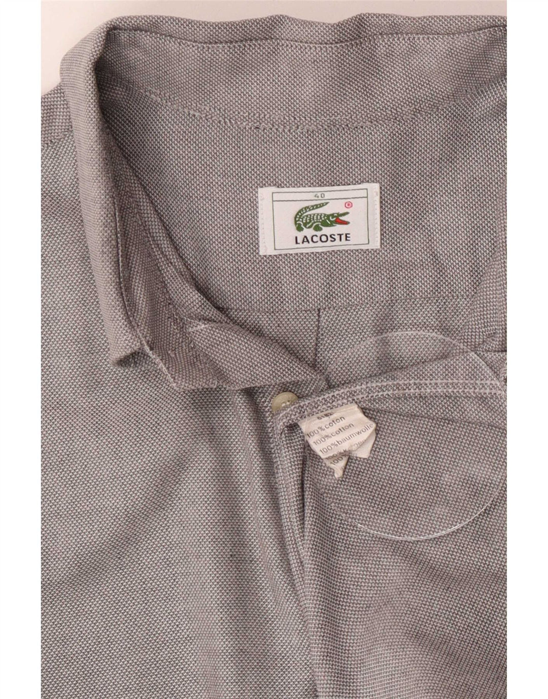 Lacoste Mens Regular Fit Shirt Size 40 Medium Grey Cotton Classic