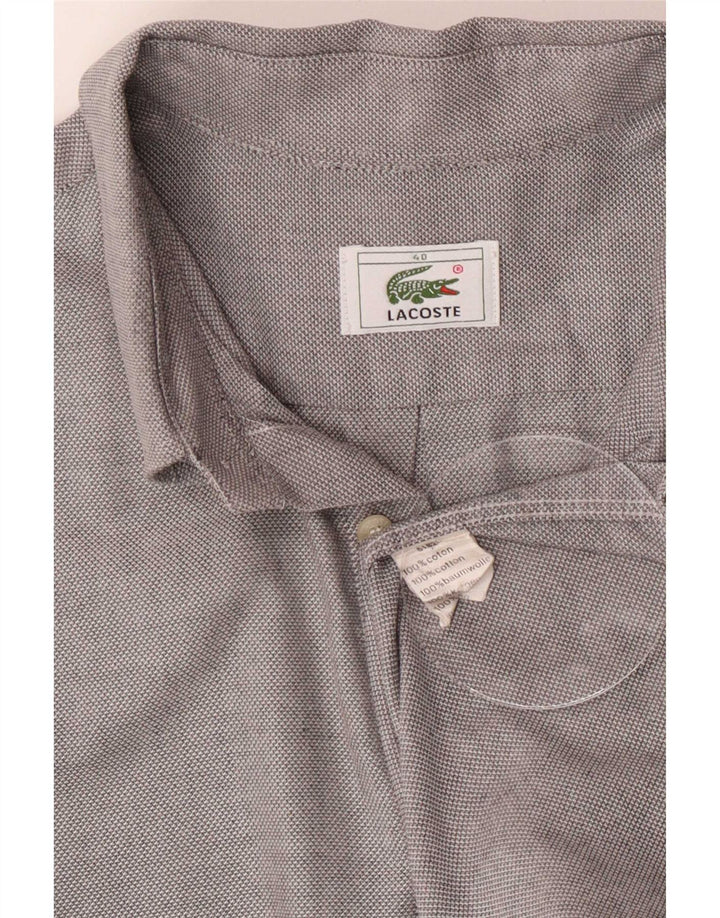 Lacoste Mens Regular Fit Shirt Size 40 Medium Grey Cotton Classic
