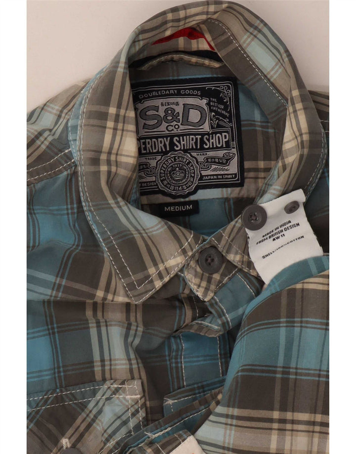 Superdry Chemise Homme Bleu Moyen Plaid Coton