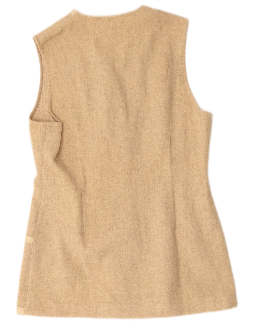 Vintage Gilet Femme UK 14 Laine Beige Moyen