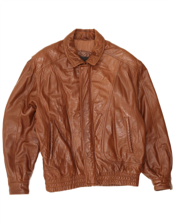 veste en cuir bomber homme vintage IT 50 Grand Marron