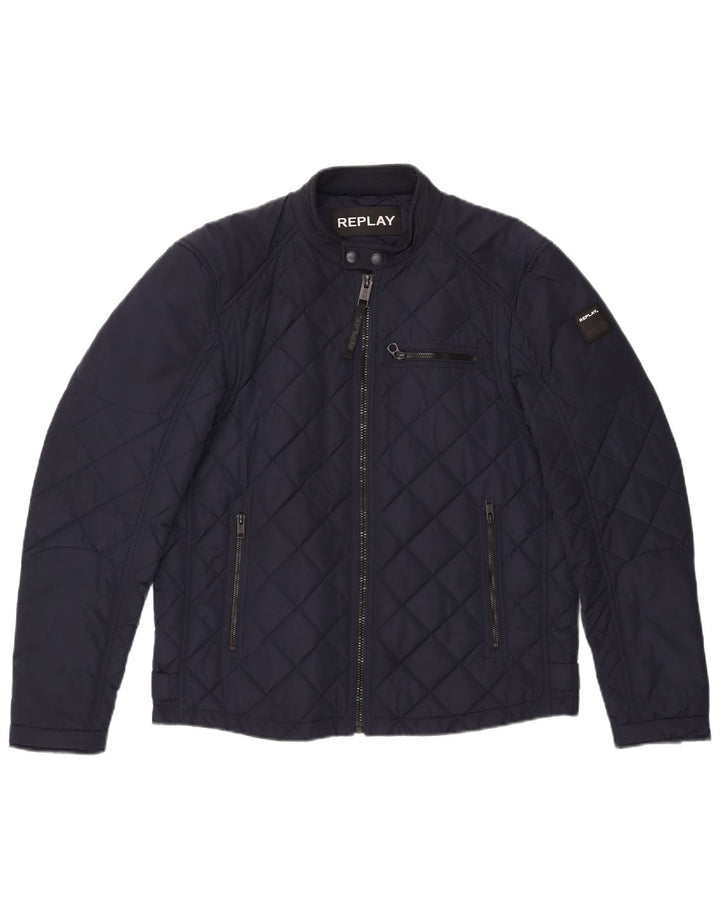 Replay Veste matelassée pour homme UK 40 Large Bleu Marine Polyester