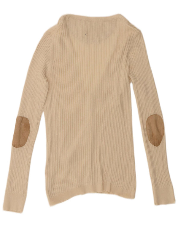 Massimo Dutti Pull Cardigan Femme UK 16 Grand Coton Beige