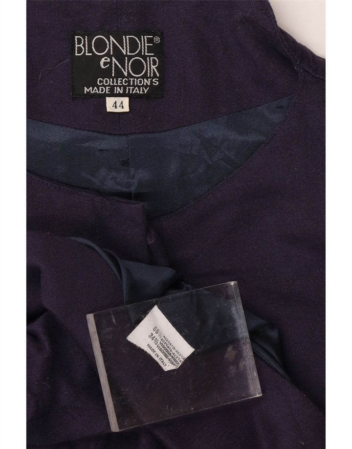 VINTAGE Blouson Bomber Femme IT 44 Acétate Bleu Marine Moyen