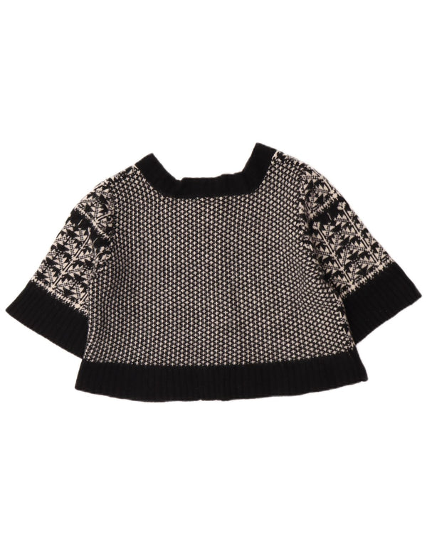 Dkny Cardigan court à manches courtes pour femme UK 12 Noir moyen Fair Isle