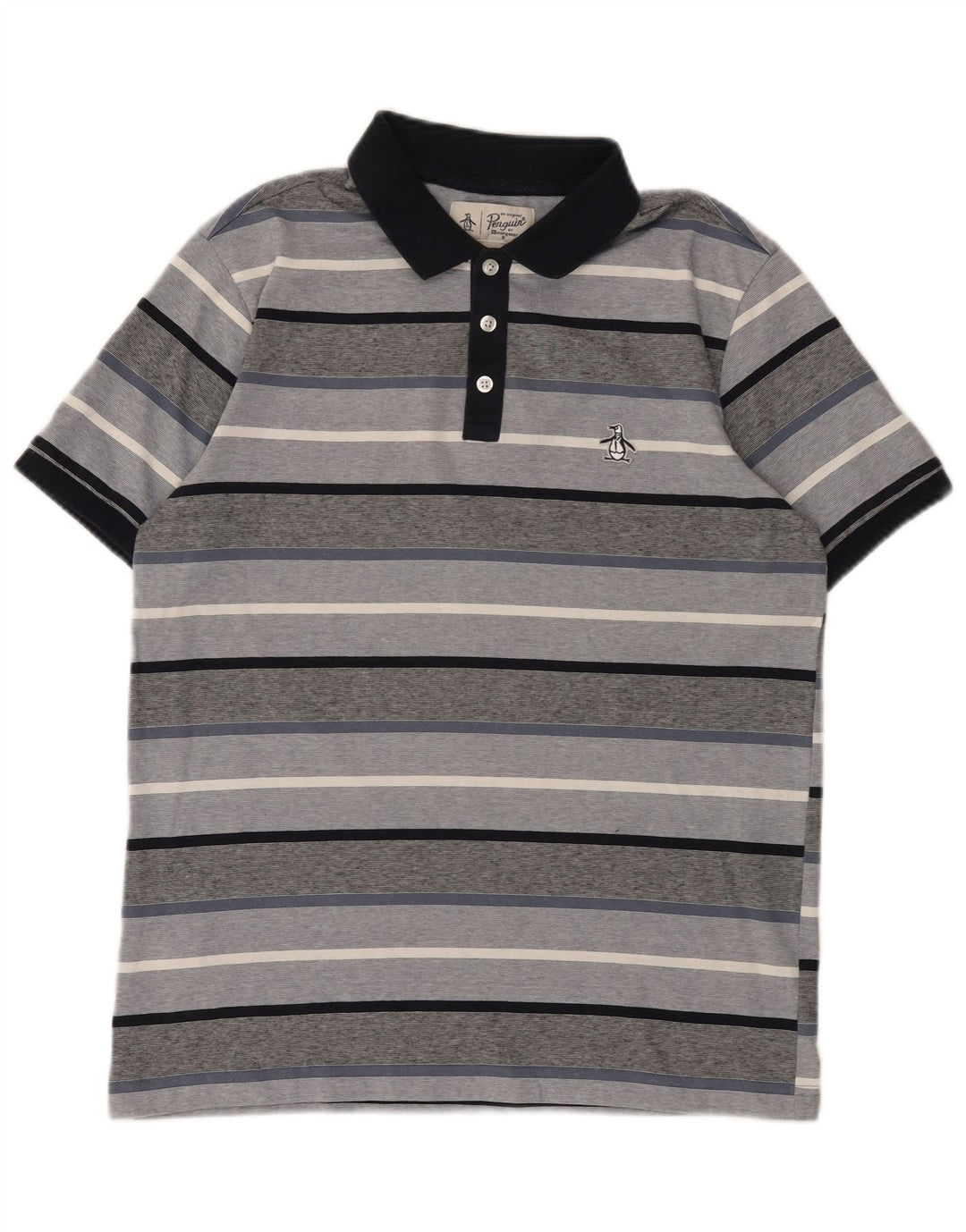 Penguin Polo Homme Gris Moyen Rayé Coton