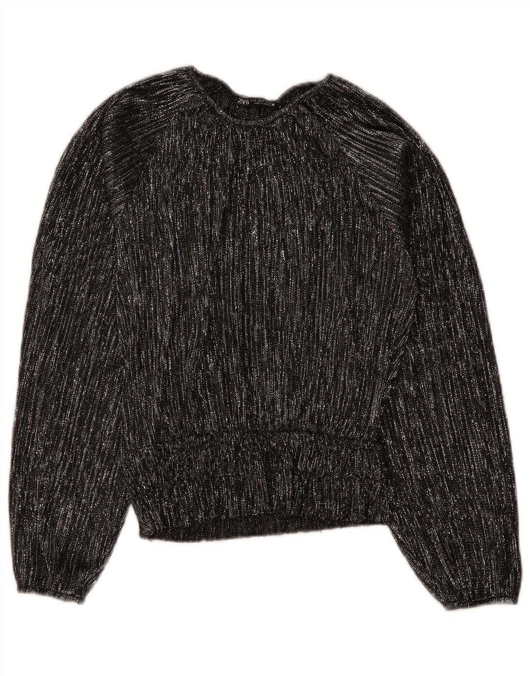 ZARA Femme Chemisier surdimensionné à manches longues UK 10 Petit Noir Rayé