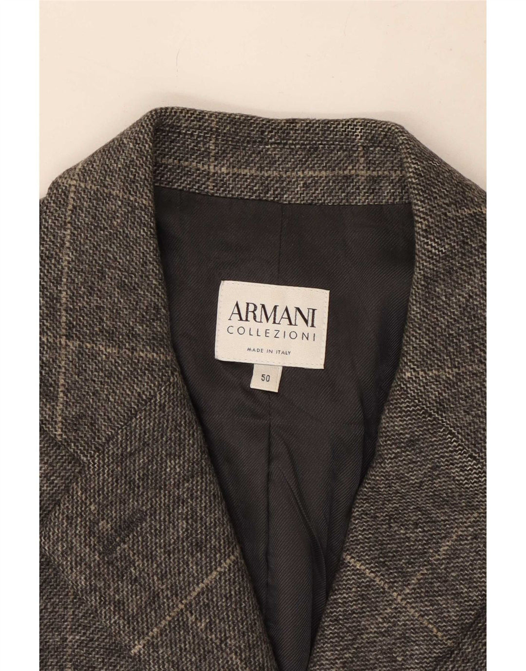 Armani Collezioni Veste blazer à 3 boutons pour femme IT 50 XL en laine à carreaux gris