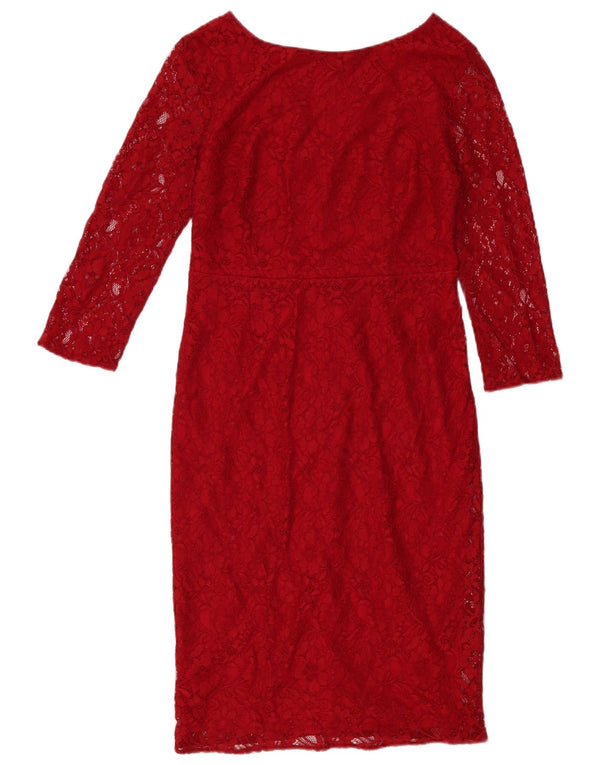 Oasis Robe fourreau à manches 3/4 pour femme UK 42 en polyamide floral rouge moyen