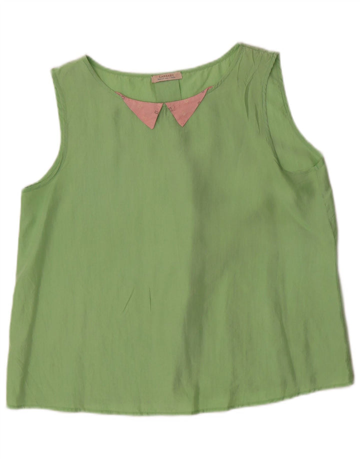 Lazzari Femme Blouse Sans Manches Top IT 44 Soie Vert Moyen