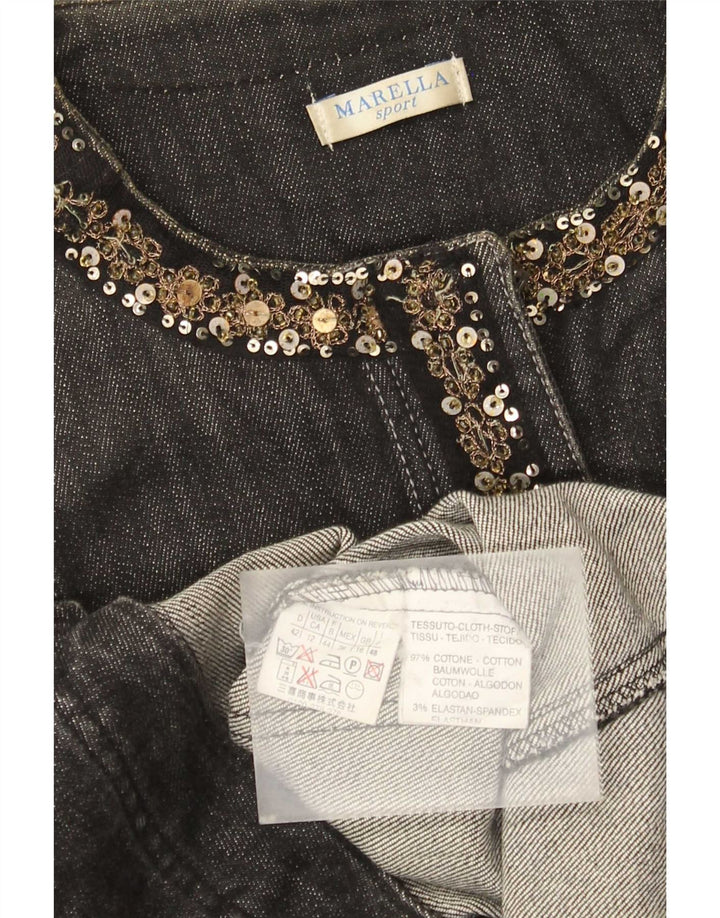 Marella Veste en jean pour femme UK 16 Large Gris Coton