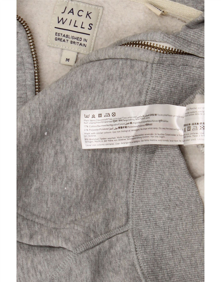 Jack Wills Pull à capuche zippé graphique pour femme UK 14 Gris moyen moucheté