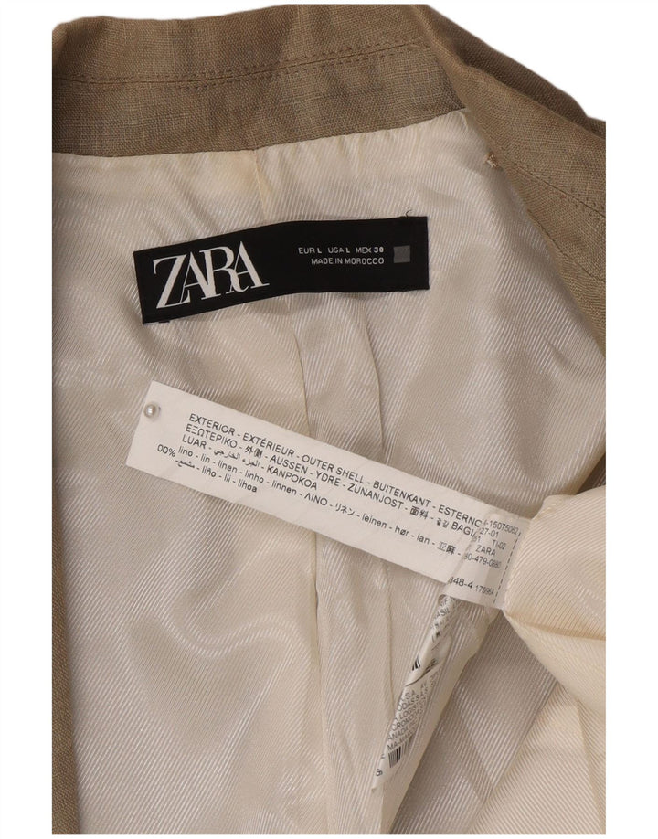 Zara Womens Open Blazer Jacket UK 16 Grand Lin Beige
