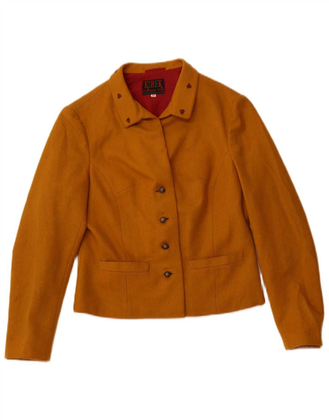 VINTAGE Veste Blazer 4 Boutons Femme IT 38 XS Coton Jaune