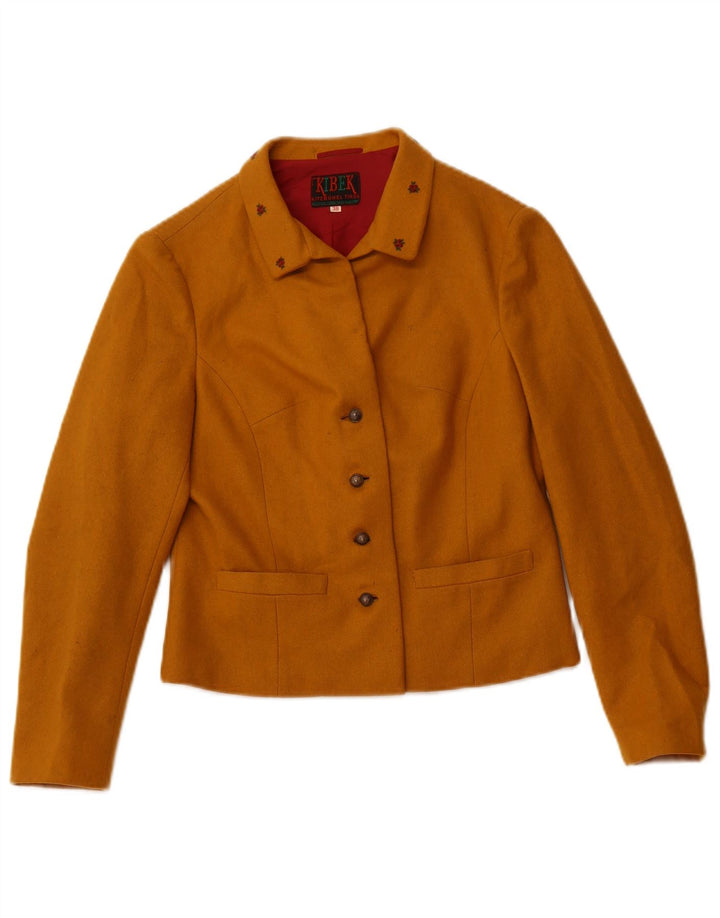 VINTAGE Veste Blazer 4 Boutons Femme IT 38 XS Coton Jaune