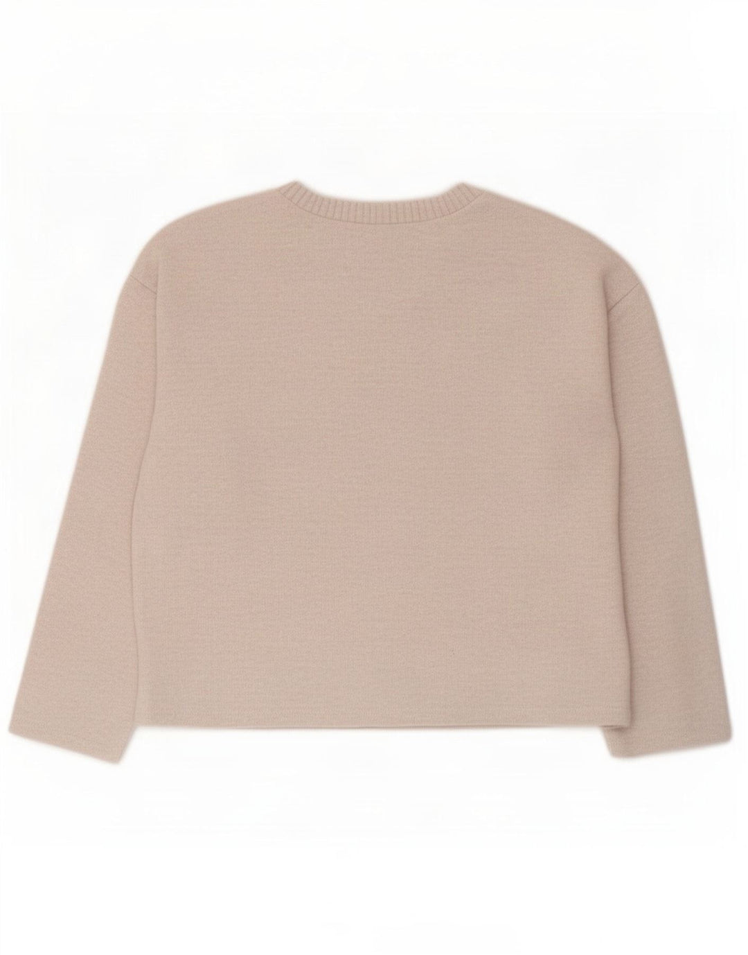 Zara Femme Crop Top Oversize Manches Longues UK 10 Petit Beige Polyester