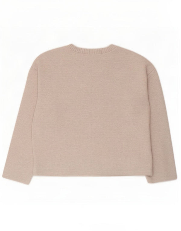 Zara Femme Crop Top Oversize Manches Longues UK 10 Petit Beige Polyester