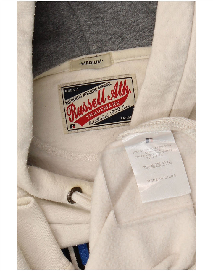 RUSSELL ATHLETIC Pull à capuche graphique pour homme en coton blanc moyen