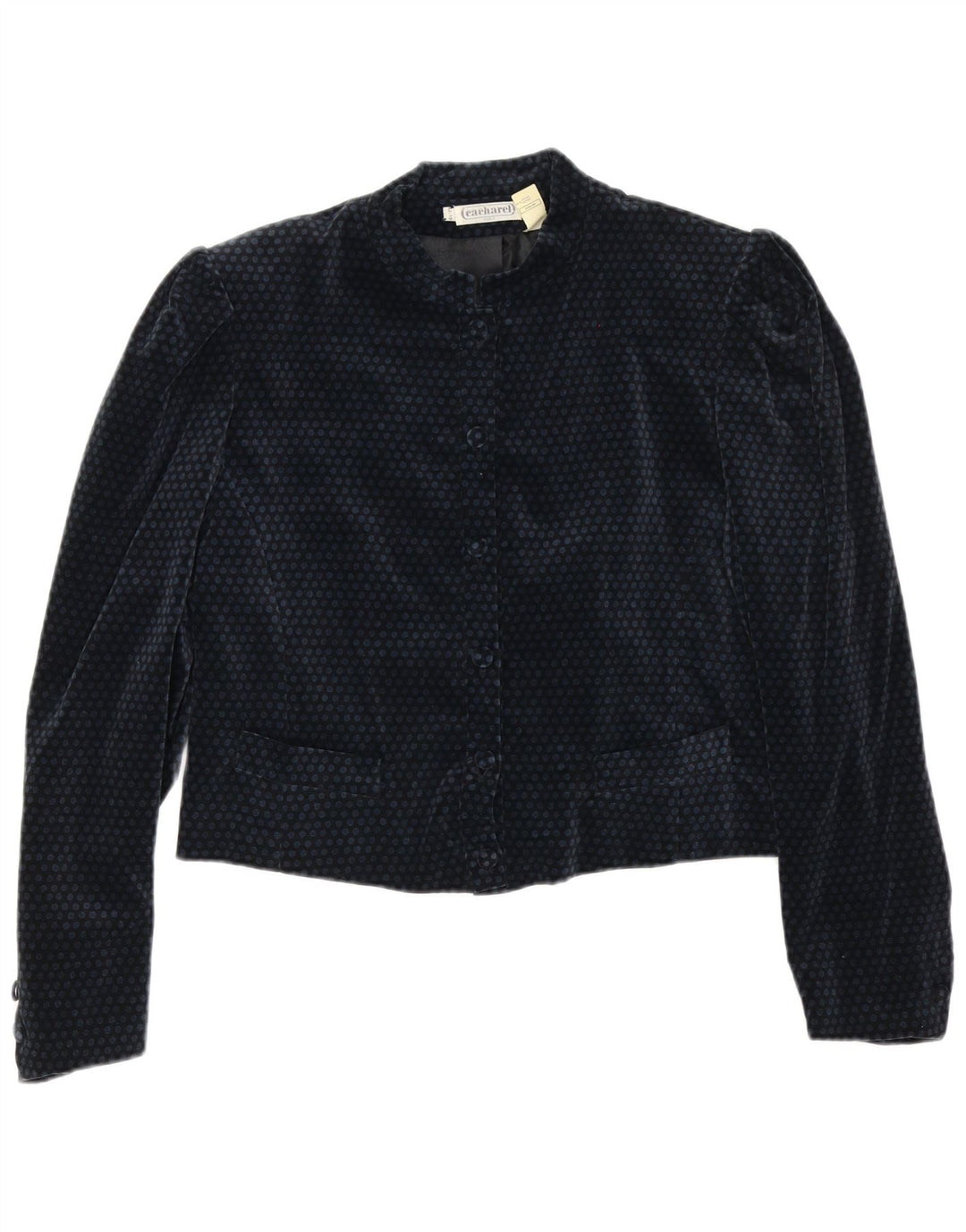 Cacharel Femmes Crop 6 Bouton Blazer Veste US 10 Grand Bleu Marine À Pois