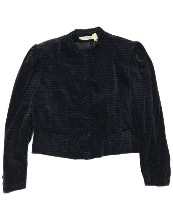 Cacharel Femmes Crop 6 Bouton Blazer Veste US 10 Grand Bleu Marine À Pois