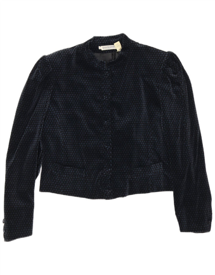 Cacharel Femmes Crop 6 Bouton Blazer Veste US 10 Grand Bleu Marine À Pois