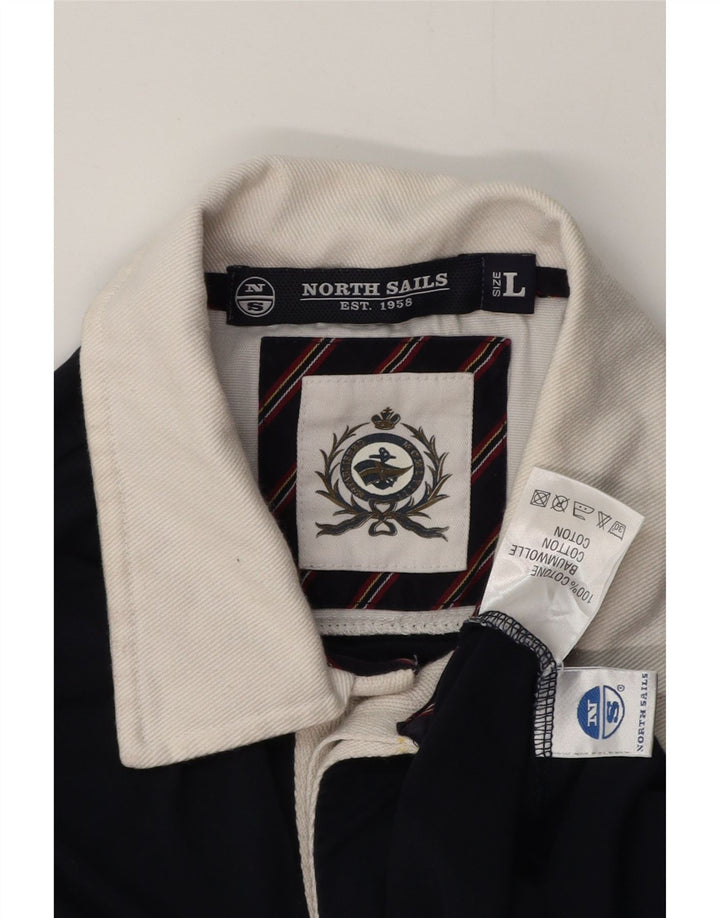 NORTH SAILS Polo de rugby à manches longues pour homme, grand color block bleu marine