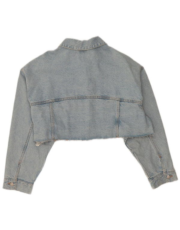 ZARA Veste en jean courte surdimensionnée pour femme UK 14 Bleu moyen Coton