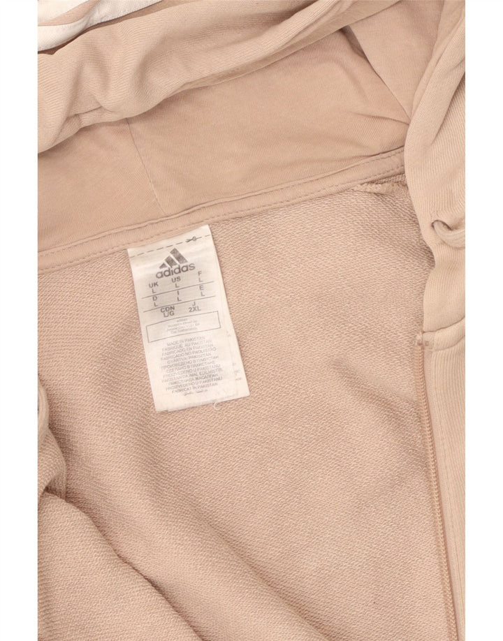 ADIDAS Pull à capuche zippé pour femme UK 16 Grand coton beige