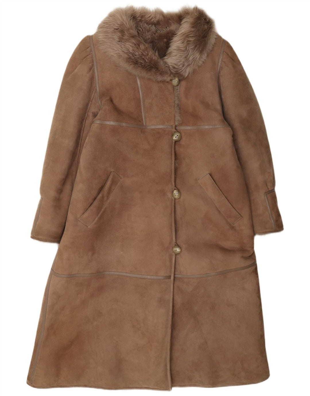 manteau en peau de mouton vintage pour femme IT 42 Brun moyen