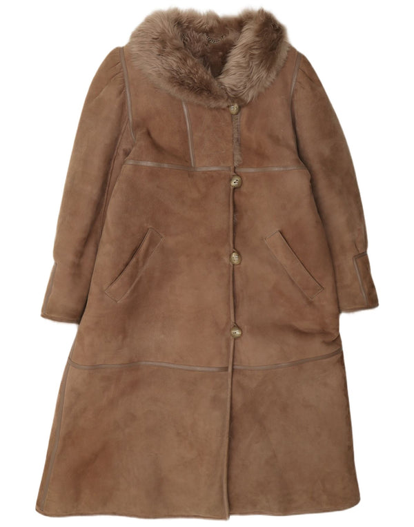 manteau en peau de mouton vintage pour femme IT 42 Brun moyen