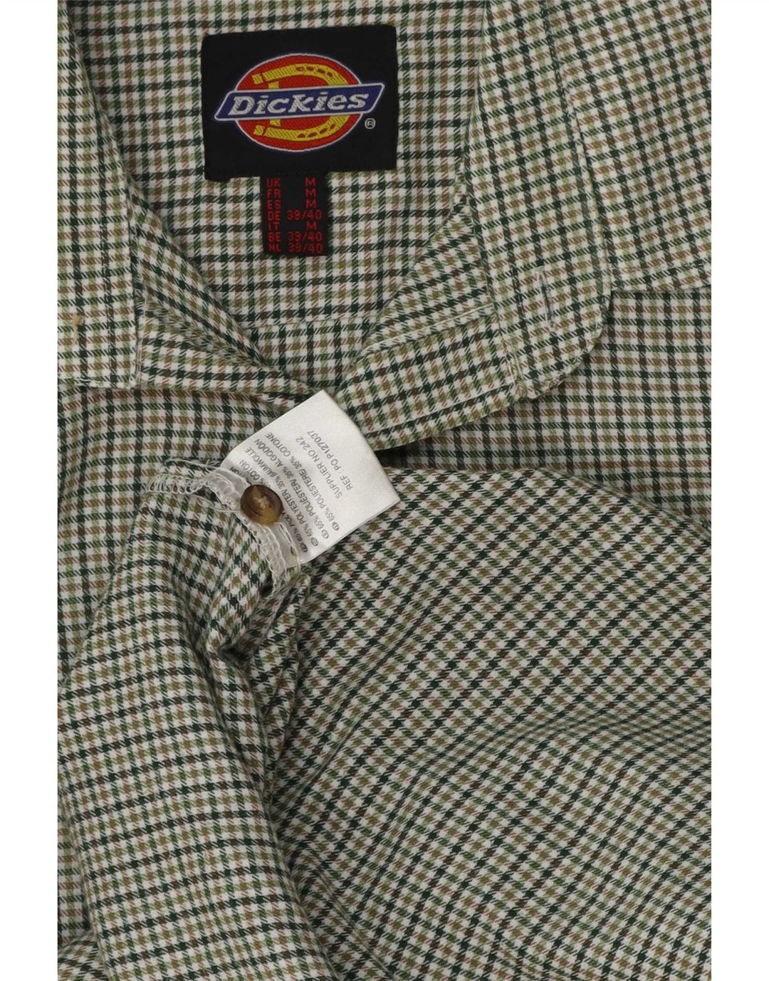 Dickies Chemise Homme Vert Moyen Pied-de-Poule Polyester