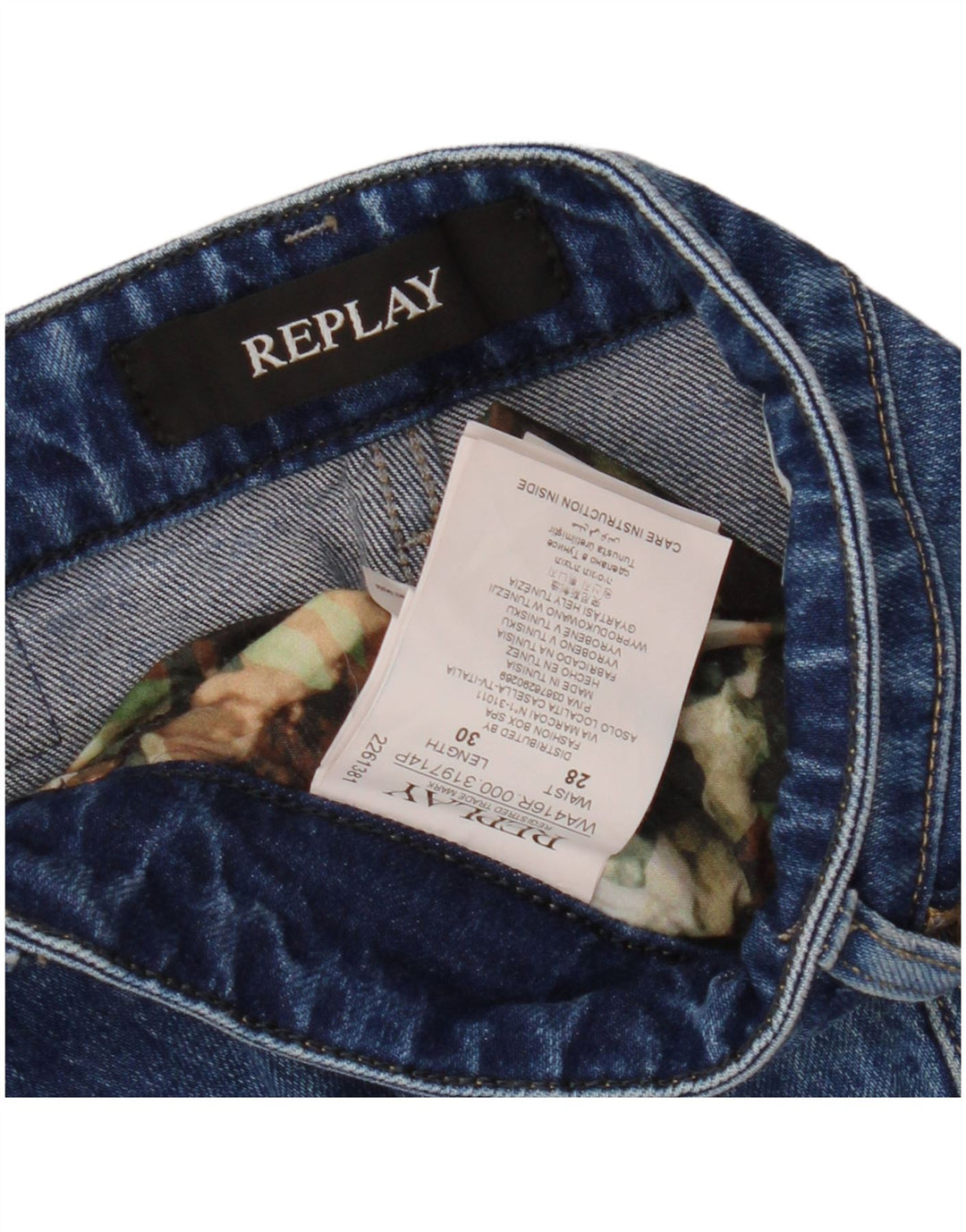 REPLAY Jean Slim Effet Déchiré W28 L30 Bleu Coton Femme