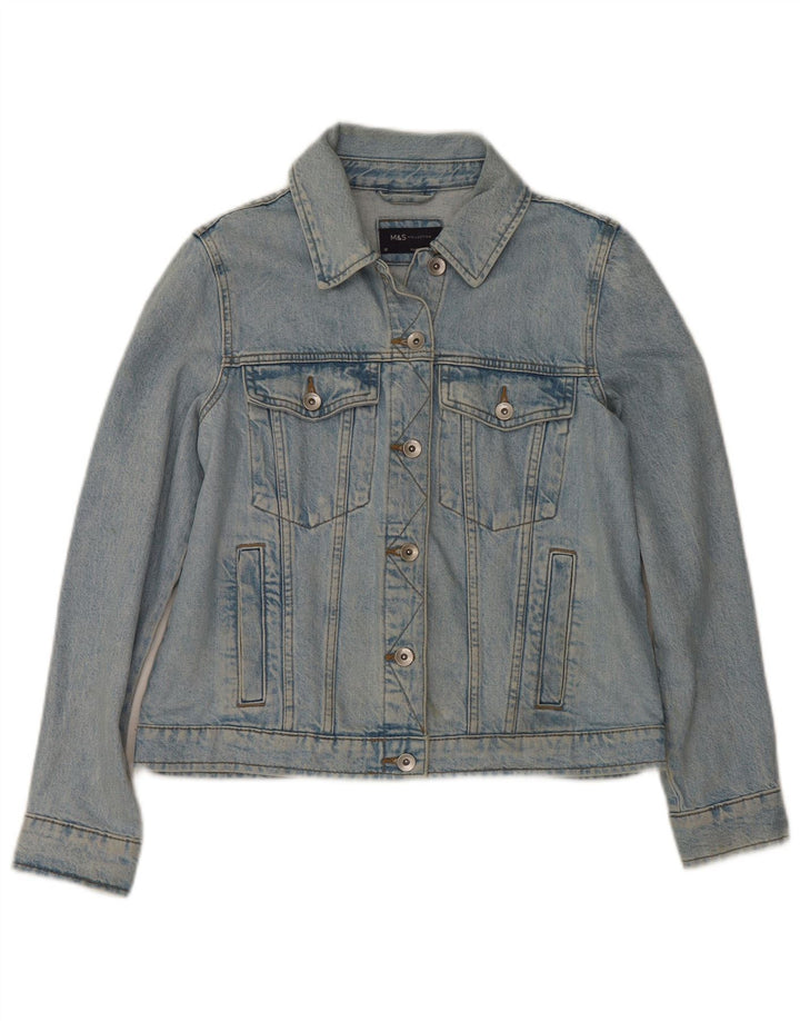 Marks & Spencer Veste en jean pour femme UK 10 Petit coton bleu