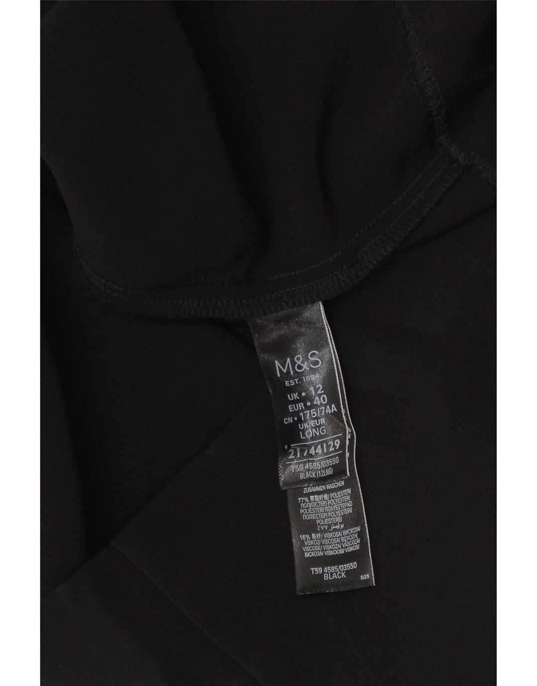 Marks & Spencer Jupe crayon pour femme UK 12 Medium W30 Noir Polyester