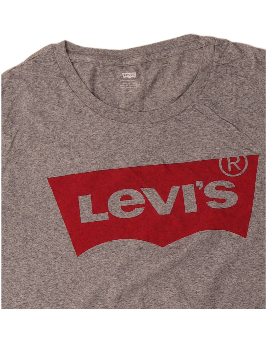 LEVI'S T-Shirt Graphique Femme UK 22 3XL Gris Moucheté Coton