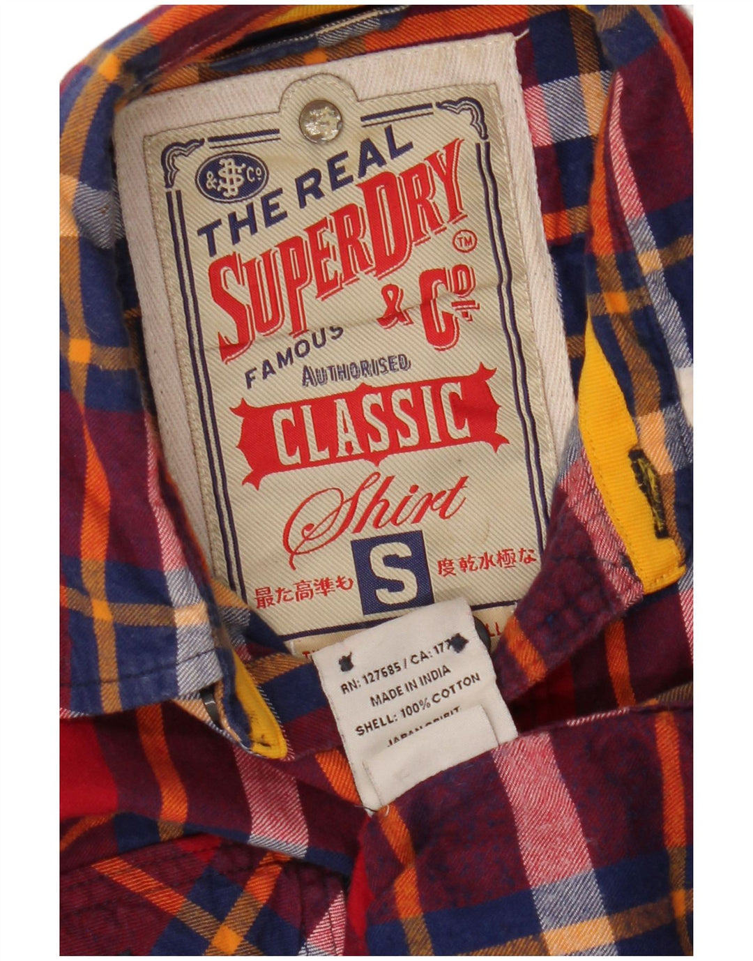 SUPERDRY Chemise Classique en Flanelle pour Hommes en Coton à Petits Carreaux Rouges